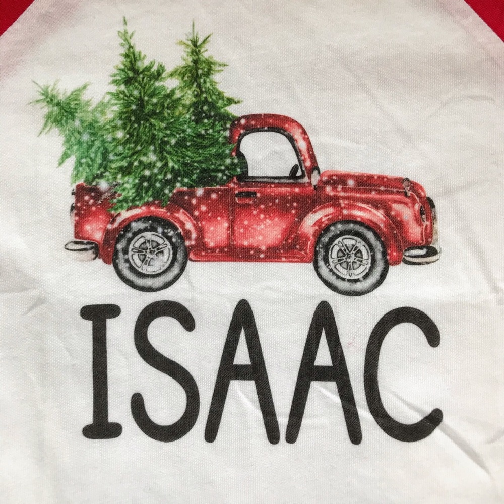 Boys 2T personalized Christmas raglan shirt